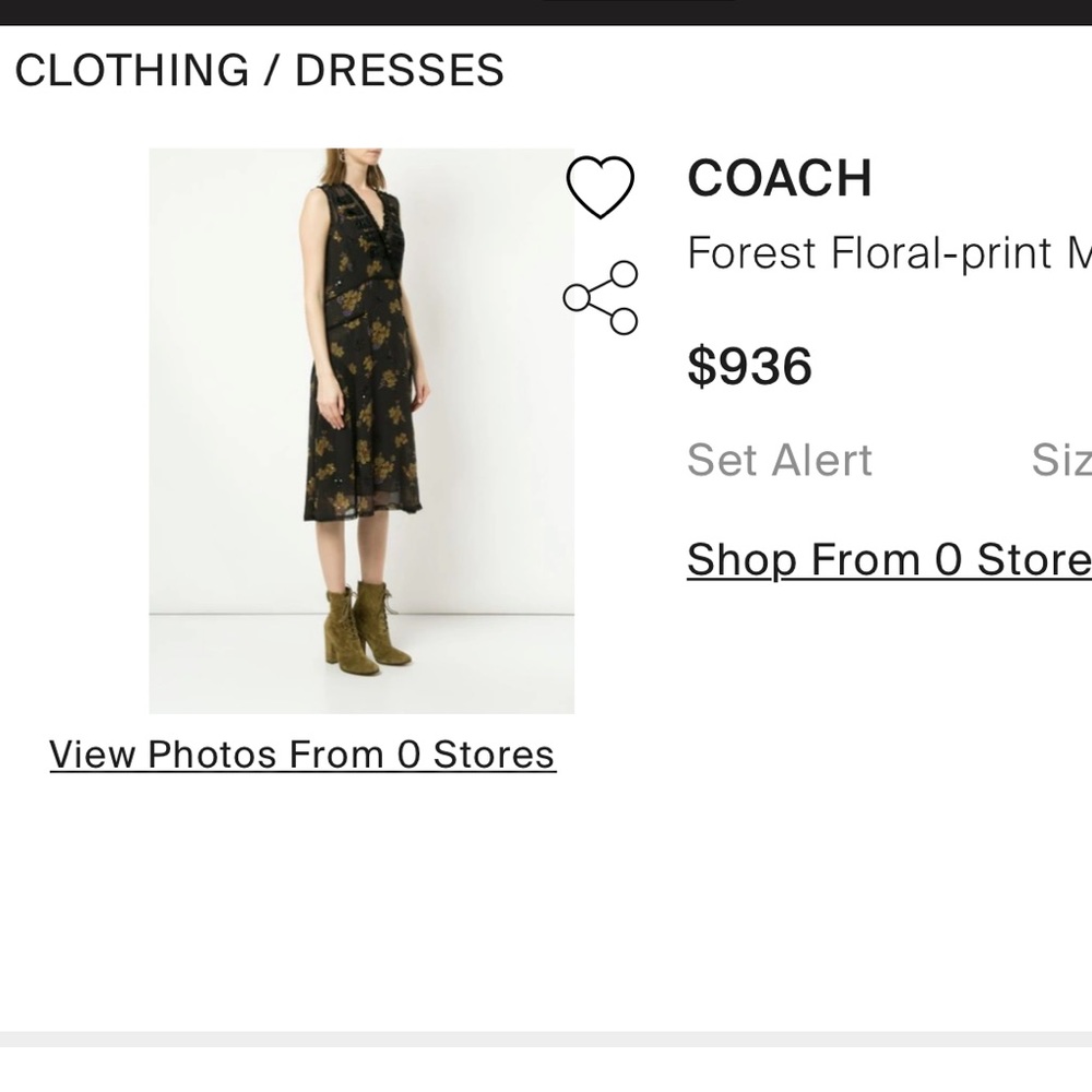 Coach Size 4 Black/Green Forest Floral Print Military Dress View 2